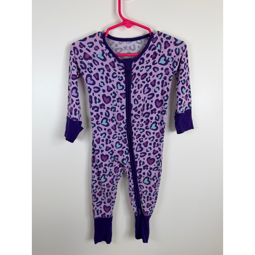 Little Sleepies Purple Leopard Heart Zippy 3-6 Months